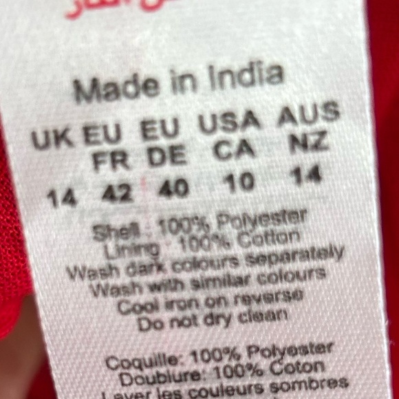 Fit & Flare Women’s 14 XL Boho Red Cotton Mini Dress Empire Waist Baby Doll Retr - Picture 7 of 8